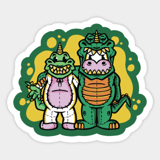 Cute Unicorn & T-Rex in Halloween Costumes Sticker